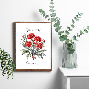 Poster Cadeau d'anniversaire Fleur de naissance de janvie