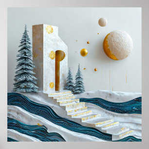 Poster Cadeau d'art de l'escalier de la maison de découpe