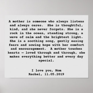 Poster Cadeau d'art mural personnalisé pour maman avec de