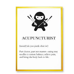 Poster Cadeau d'art mural pour acupuncteur Acupuncture