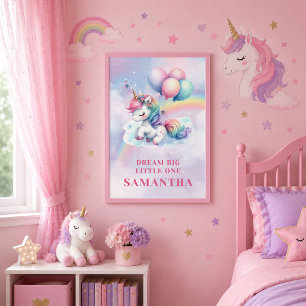 Poster Cadeau d'art mural pour anniversaire de licorne ar