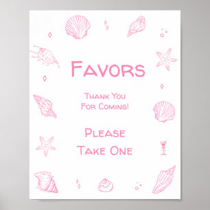 Poster Cadeau de Baby Shower de plage côtière rose