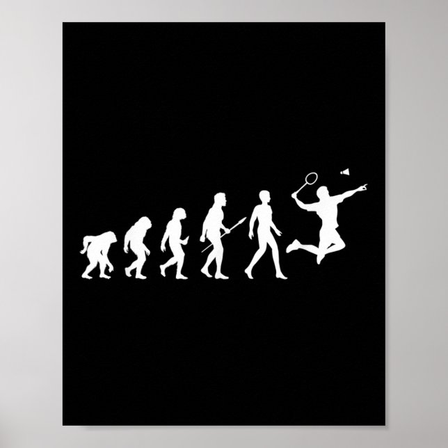 Poster Cadeau de badminton Evolution pour joueurs de badm (Devant)