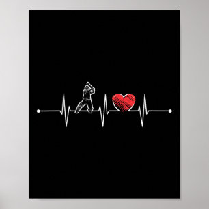 Poster Cadeau de battement de coeur de joueur de cricket