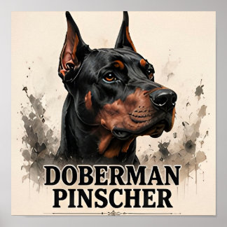 Poster Cadeau de chien de protection Doberman Pinscher