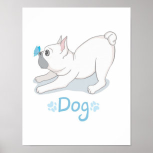 Poster Cadeau de chien mignon   Chien drôle avec papillon