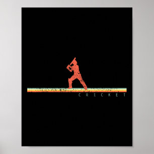 Poster Cadeau de coach de joueur de cricket Sports Rétro