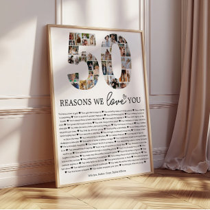 Poster Cadeau de collage photo de 50 raisons pour lesquel