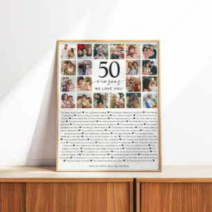 Poster Cadeau de collage photo de 50 raisons pour lesquel