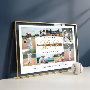 Poster Cadeau de collage photo de baseball de joueur MVP