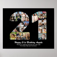 Cadeau de collage photo numéro 21 pour 21 ans