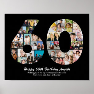 Poster Cadeau de collage photo pour le 60e anniversaire N
