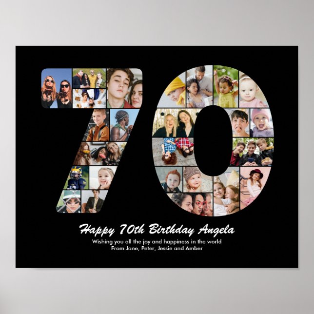Poster Cadeau de collage photo pour le 70e anniversaire N (Devant)
