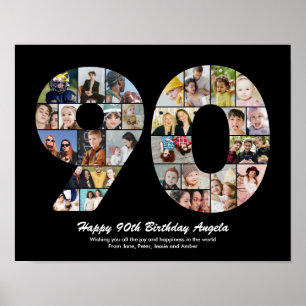Poster Cadeau de collage photo pour le 90e anniversaire N