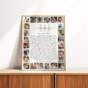 Poster Cadeau de collage photo souvenir 40 raisons pour l