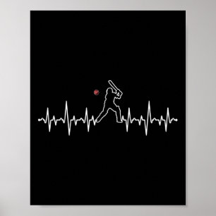 Poster Cadeau de cricket pour joueur de cricket battement