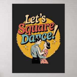 Poster Cadeau de danse carrée rétro