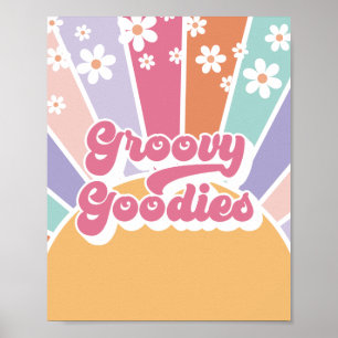 Poster Cadeau de fête d'anniversaire rétro soleil Groovy