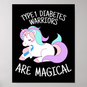 Poster Cadeau de guerrier de diabète de licorne 