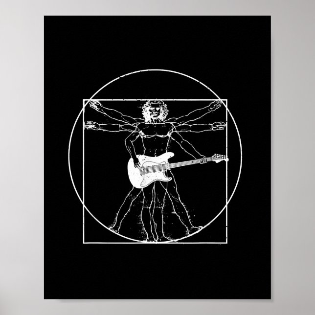 Poster Cadeau de guitare électrique Da Vinci Dessin (Devant)