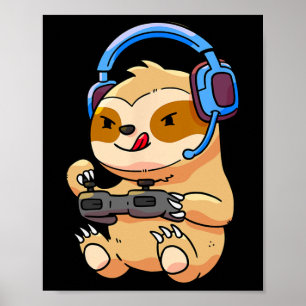 Poster Cadeau de jeu vidéo de paresseux de jeu de paresse