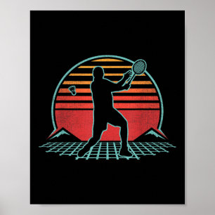 Poster Cadeau de joueur de badminton rétro vintage années