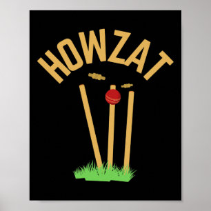 Poster Cadeau de joueur de cricket Howzat méchant renvers