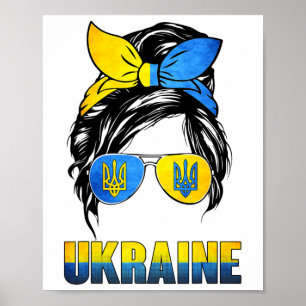 Poster Cadeau de lunettes de drapeau d'Ukraine portant un