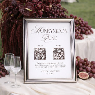 Poster Cadeau de Mariage et Lune de Miel Blanc et Brun