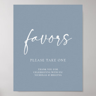 Poster Cadeau de mariage minimaliste bleu poussiéreux mod