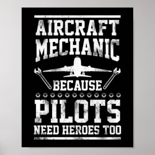 Poster Cadeau de mécanicien d'aéronef Héros de pilote die