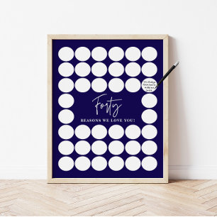 Poster Cadeau de Naissance Navy Blue 40 Raisons pour lesq
