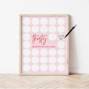 Poster Cadeau de naissance Pink 30 raisons pour lesquelle