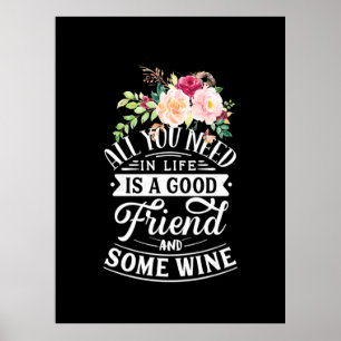 Poster Cadeau de Noël   Bon ami et un peu de vin