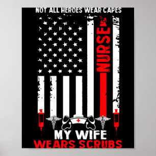 Poster Cadeau de nurse drapeau américain pour ma femme po