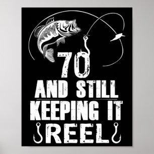 Poster Cadeau de pêche pour 70e anniversaire pêcheur âgé 