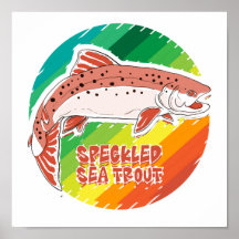 Cadeau de pêche rétro à la truite de mer tachetée