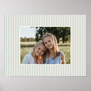 Poster Cadeau de photo de famille rayé vert sauge