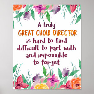 Poster Cadeau de reconnaissance pour le directeur de chor