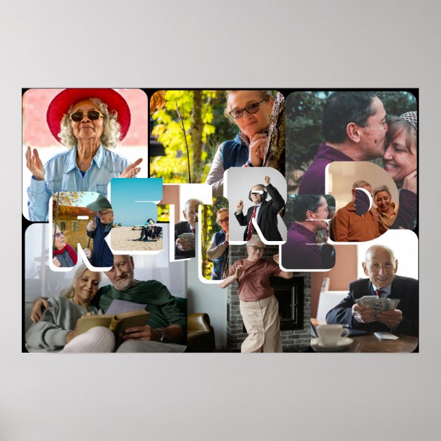 Poster Cadeau de retraite, amusant retraité ligne de temp (Devant)