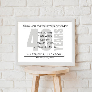 Poster Cadeau de retraite de 40 ans ou d'amortissement de