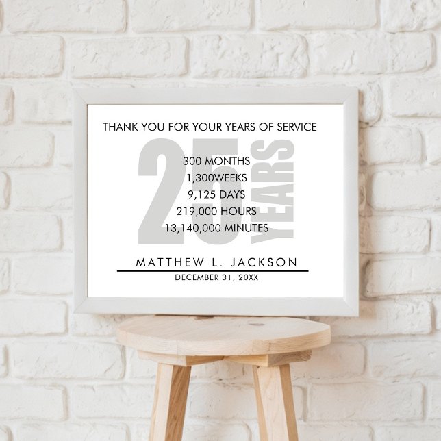 Poster Cadeau de retraite ou d'amortissement de 25 ans (Créateur téléchargé)
