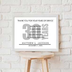 Poster Cadeau de retraite ou d'amortissement de 30 ans
