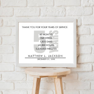 Poster Cadeau de retraite ou d'amortissement de 5 ans