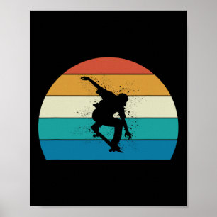 Poster Cadeau de skateboard - Skateboardeur vintage