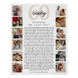 Poster Cadeau de souvenir d'anniversaire 60 raisons pour