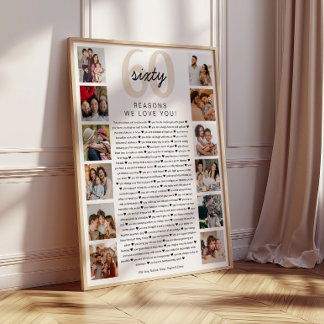 Poster Cadeau de souvenir d'anniversaire 60 raisons pour