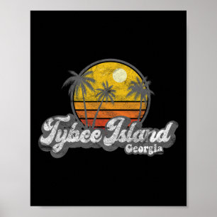 Poster Cadeau de surfeur Vintage de Tybee Island Ga Retro