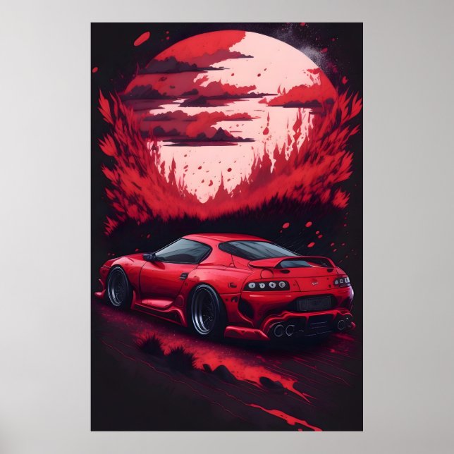 Poster Cadeau de voiture Supra japonais rouge pour lui Ma (Devant)