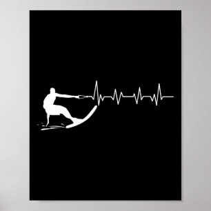 Poster Cadeau de waterski battement de coeur drôle Athlèt